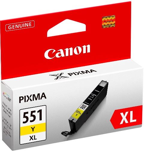 Canon 6446B004/CLI-551YXL Ink cartridge yellow high-capacity Blister, 695 pages 11ml for Canon Pixma IP 8700/IX 6850/MG 5450/MG 6350/MX 725