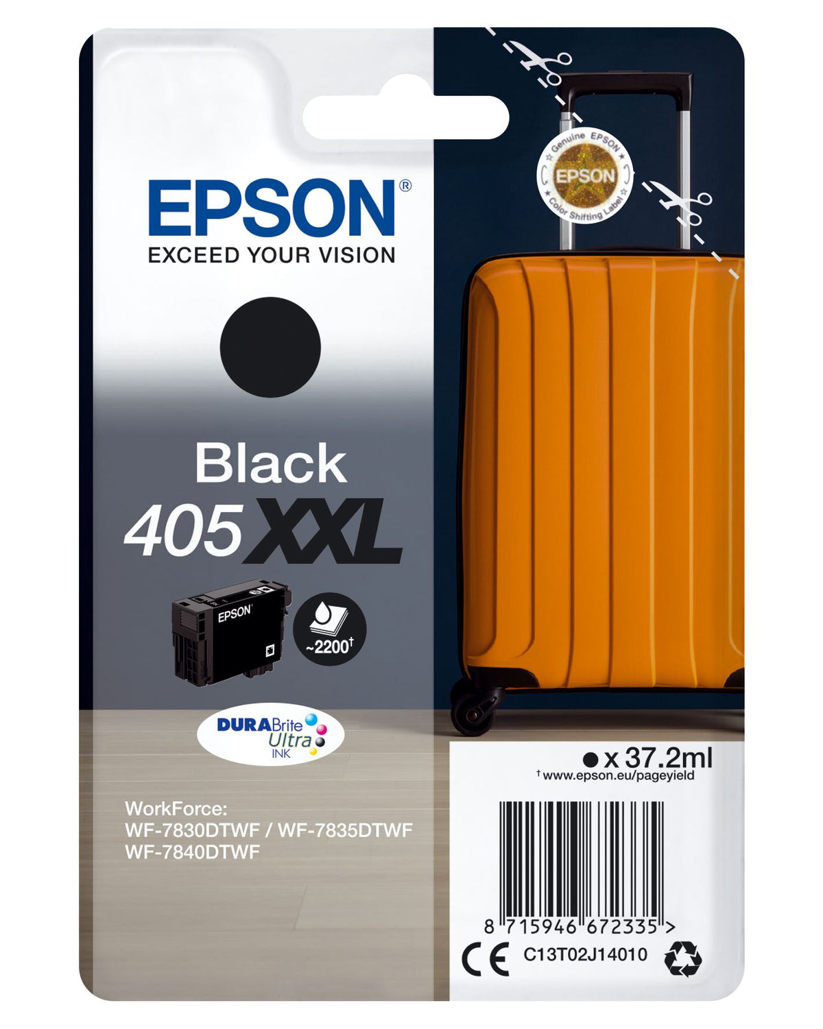 Epson C13T02J14020/405XXL Ink cartridge black extra High-Capacity Blister Acustic Magnetic, 2.2K pages 37,2ml for Epson WF-7830