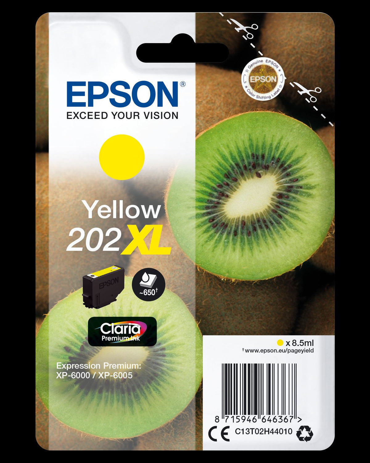 Epson C13T02H44010/202XL Ink cartridge yellow high-capacity, 650 pages 8,5ml for Epson XP 6000
