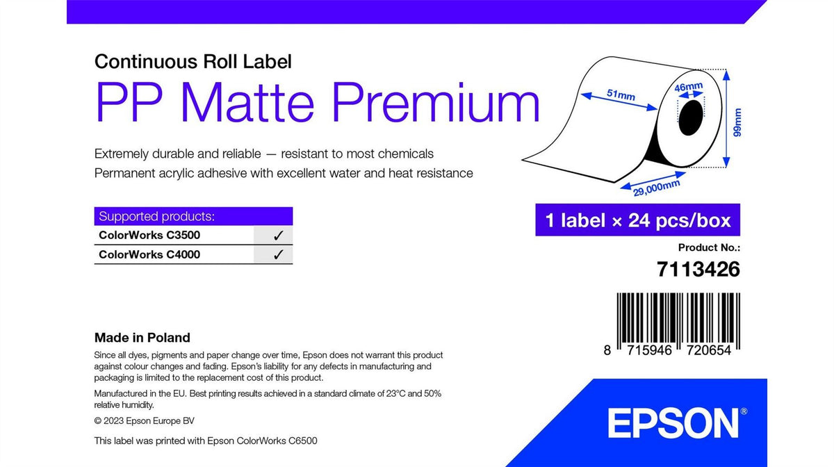 Epson 7113426 printer label White Self-adhesive printer label