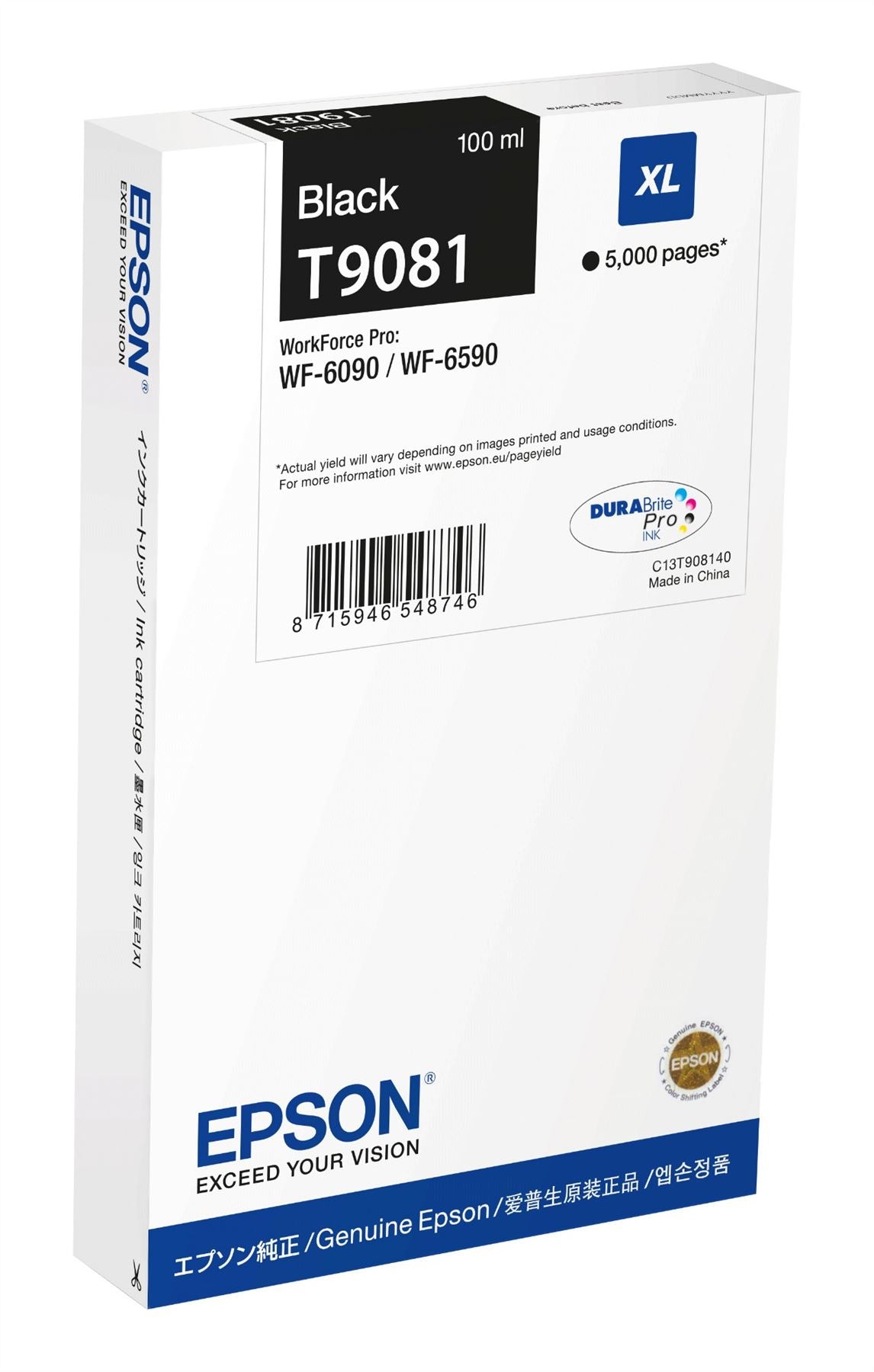 Epson C13T908140/T9081 Ink cartridge black XL, 5K pages 100ml for Epson WF 6090