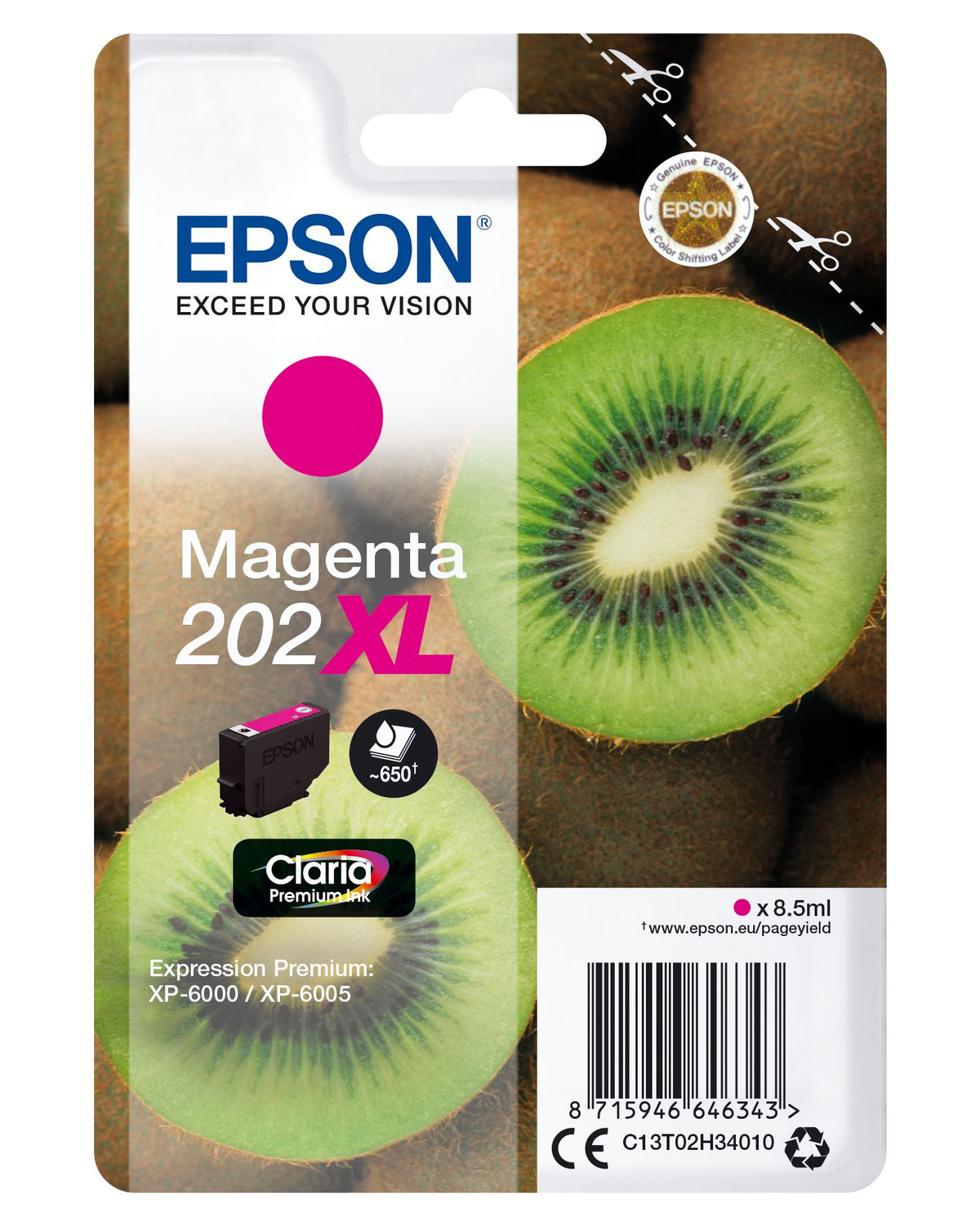 Epson C13T02H34010/202XL Ink cartridge magenta high-capacity, 650 pages 8,5ml for Epson XP 6000