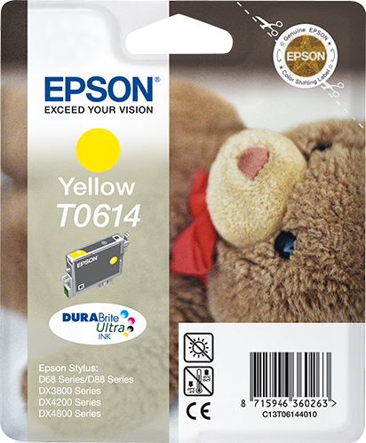 Epson C13T06144010/T0614 Ink cartridge yellow, 250 pages/5% 8ml for Epson Stylus D 68