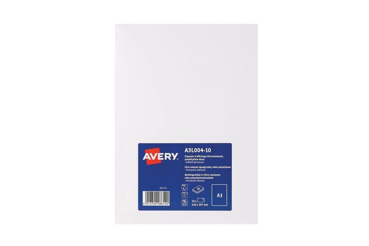 Avery A3L004-10 printer label White Self-adhesive printer label