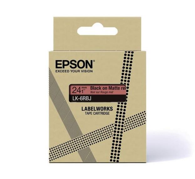 Epson C53S672072/LK-5RBJ DirectLabel-etikettes black on red matt 18mm for Epson LabelWorks LW-C 410