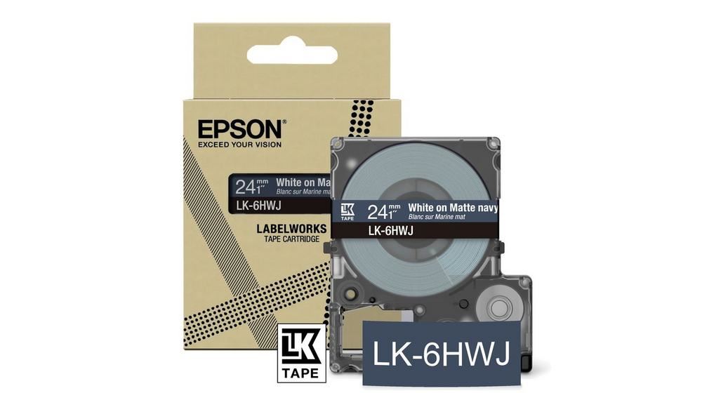 Epson C53S672085/LK-5HWJ DirectLabel-etikettes Navy matt on white 18mm for Epson LabelWorks LW-C 410