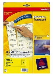 Avery J8562-25 printer label Transparent