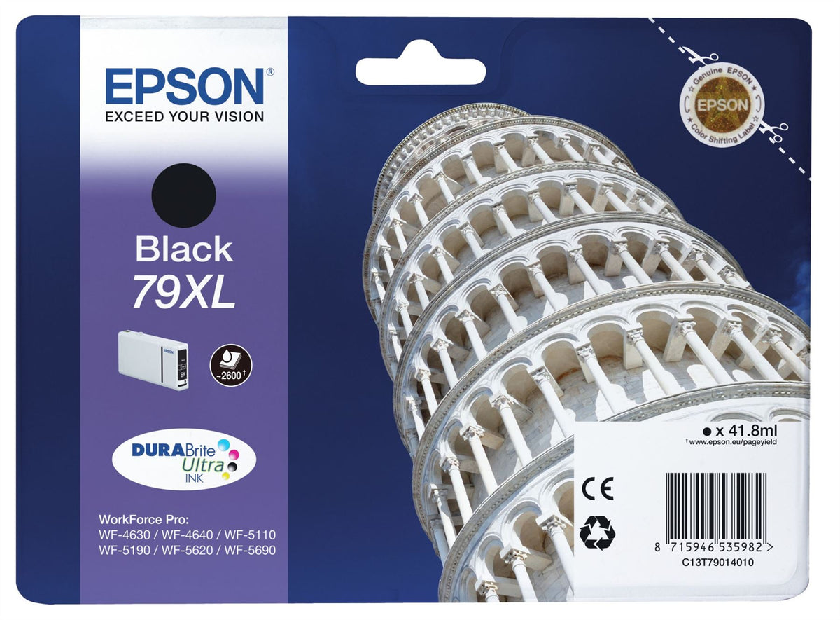 Epson C13T79014010/79XL Ink cartridge black high-capacity, 2.6K pages 41,8ml for Epson WF 4630/5110