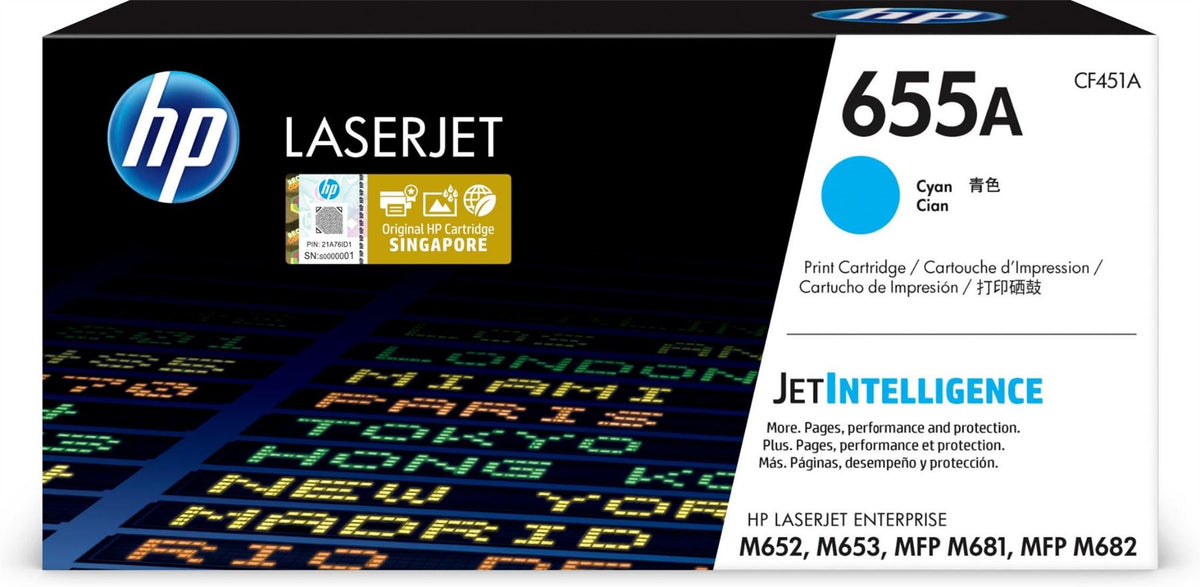 HP CF451A/655A Toner cartridge cyan, 10.5K pages ISO/IEC 19752 for HP LaserJet M 652/681