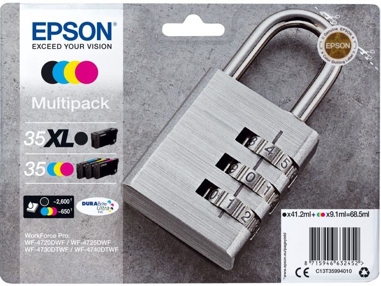 Epson C13T35994010/35XL/35 Ink cartridge multi pack Bk,C,M,Y 41,2ml + 3 x 9,1ml Pack=4 for Epson WF-4720