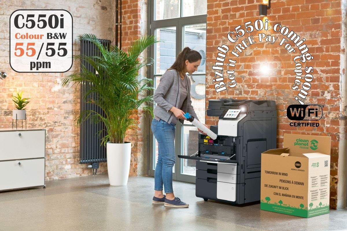 Konica Minolta bizhub C551i A3 MFD. Dual Scan Document Feeder, Std Print Controller, 2x500 sheets Paper Cassette, 100 sheet bypass, HDD SDD 250GB, Duplex