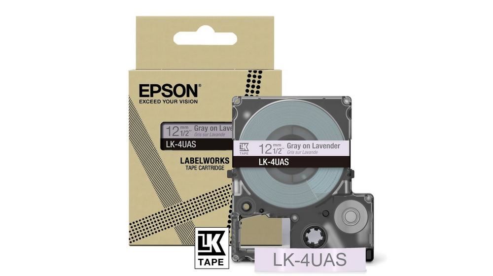 Epson C53S672107/LK-4UAS DirectLabel-etikettes violet on gray 12mm for Epson LabelWorks LW-C 410