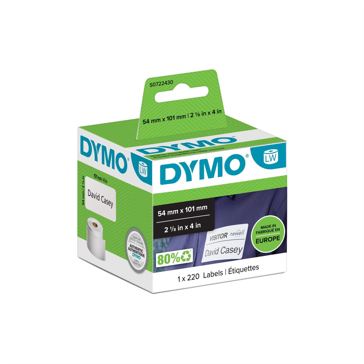Dymo 99014/S0722430 DirectLabel-etikettes white 101mm x 54mm for Dymo 400 Duo/60mm