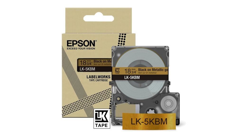 Epson C53S672093/LK-5KBM DirectLabel-etikettes gold on black 18mm for Epson LabelWorks LW-C 410