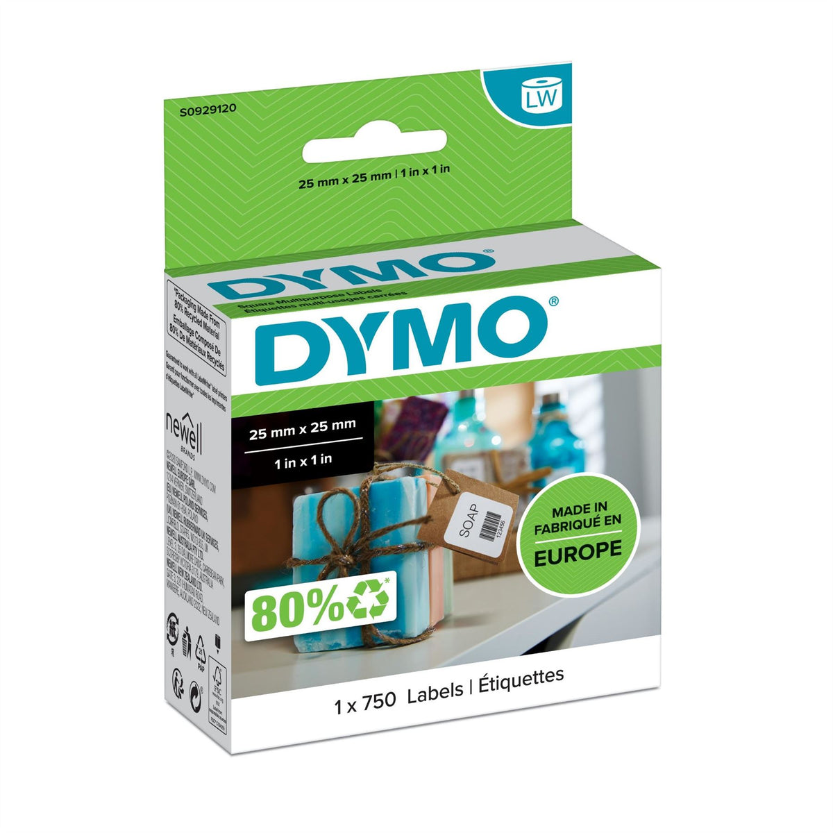 Dymo S0929120 DirectLabel-etikettes white 25mm x25 mm for Dymo LW 550 60mm/60mm