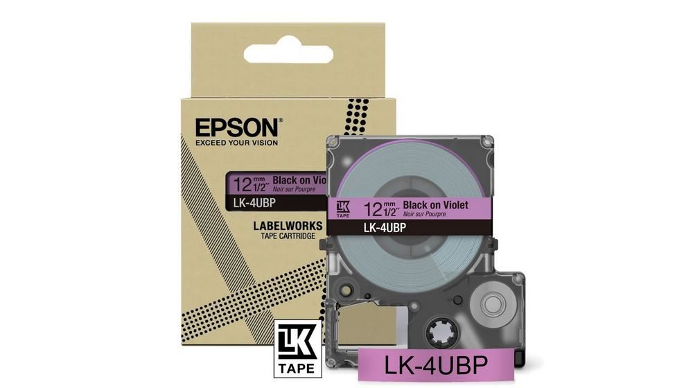 Epson C53S672101/LK-4UBP DirectLabel-etikettes violet on black 12mm for Epson LabelWorks LW-C 410