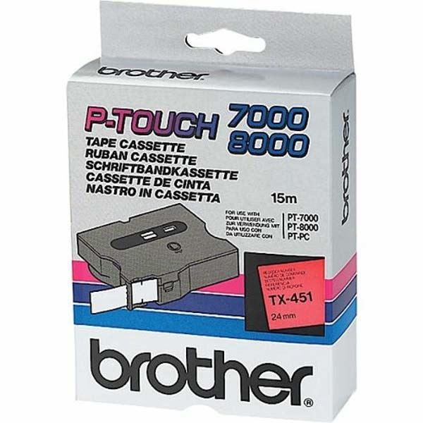 Brother TX-451 DirectLabel black on red 24mm x 15m for Brother P-Touch TX 6-24mm