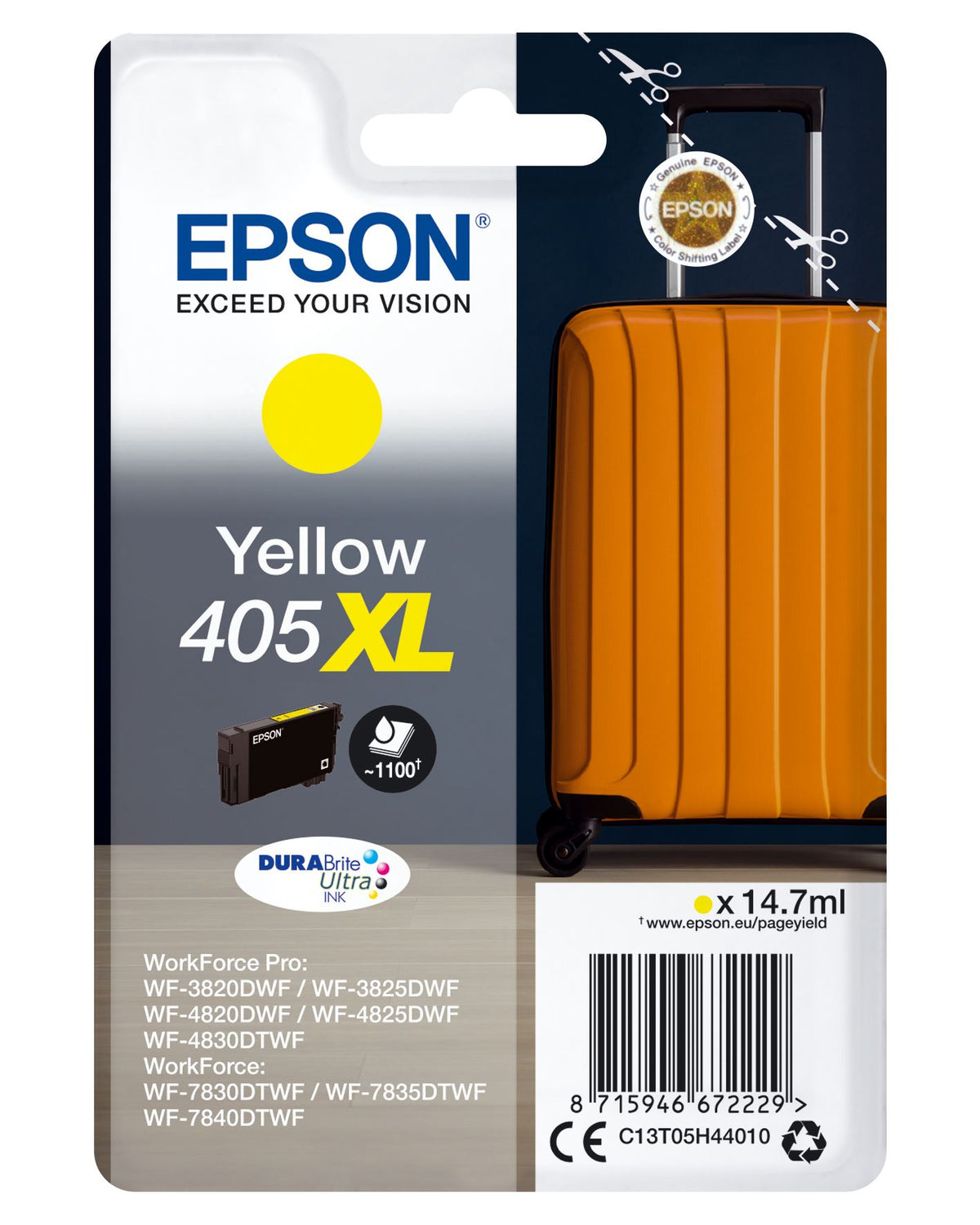 Epson C13T05H44010/405XL Ink cartridge yellow high-capacity, 1.1K pages 14,7ml for Epson WF-3820/7830