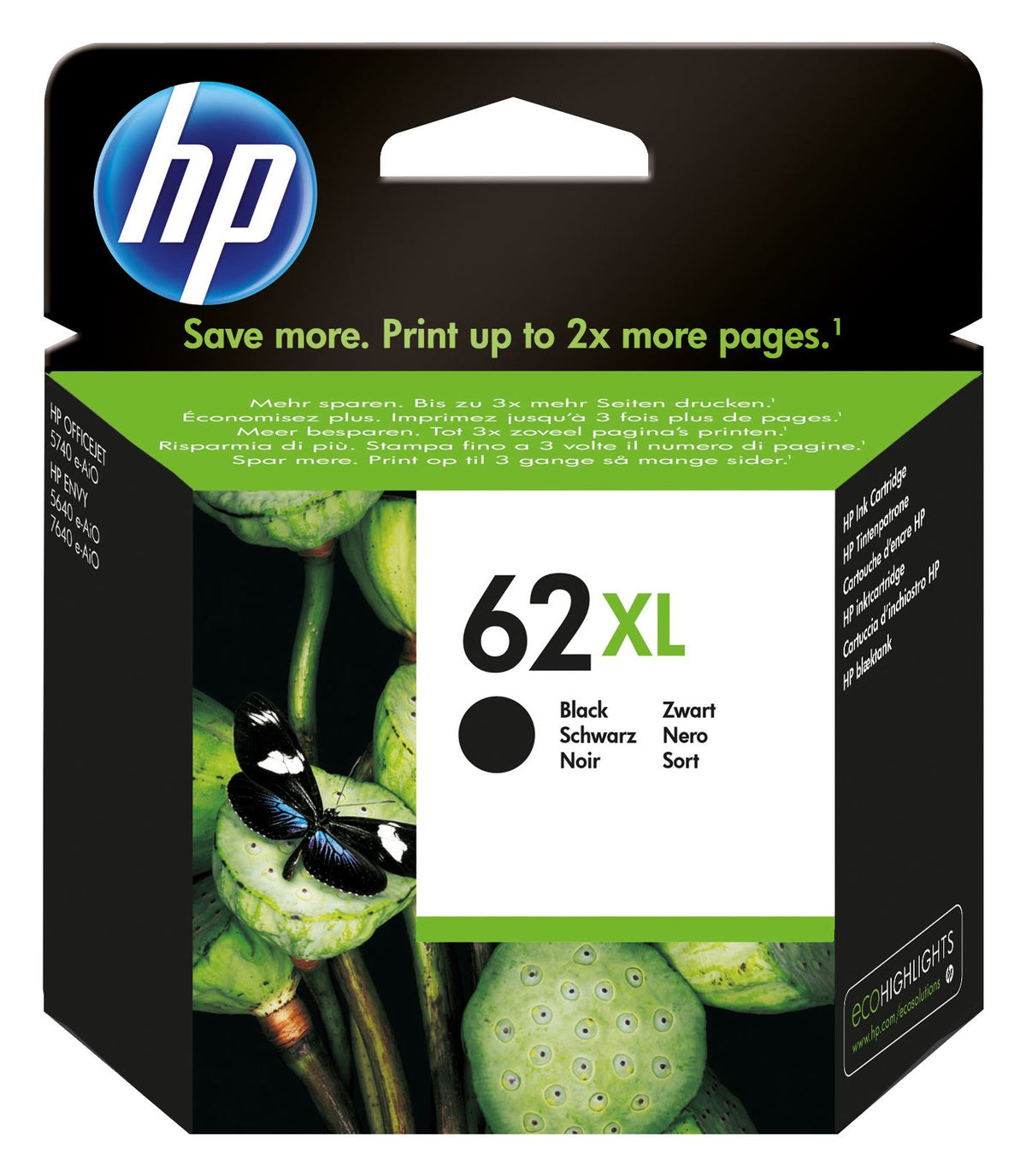 HP C2P05AE/62XL Printhead cartridge black high-capacity, 600 pages ISO/IEC 24711 for HP Envy 5640