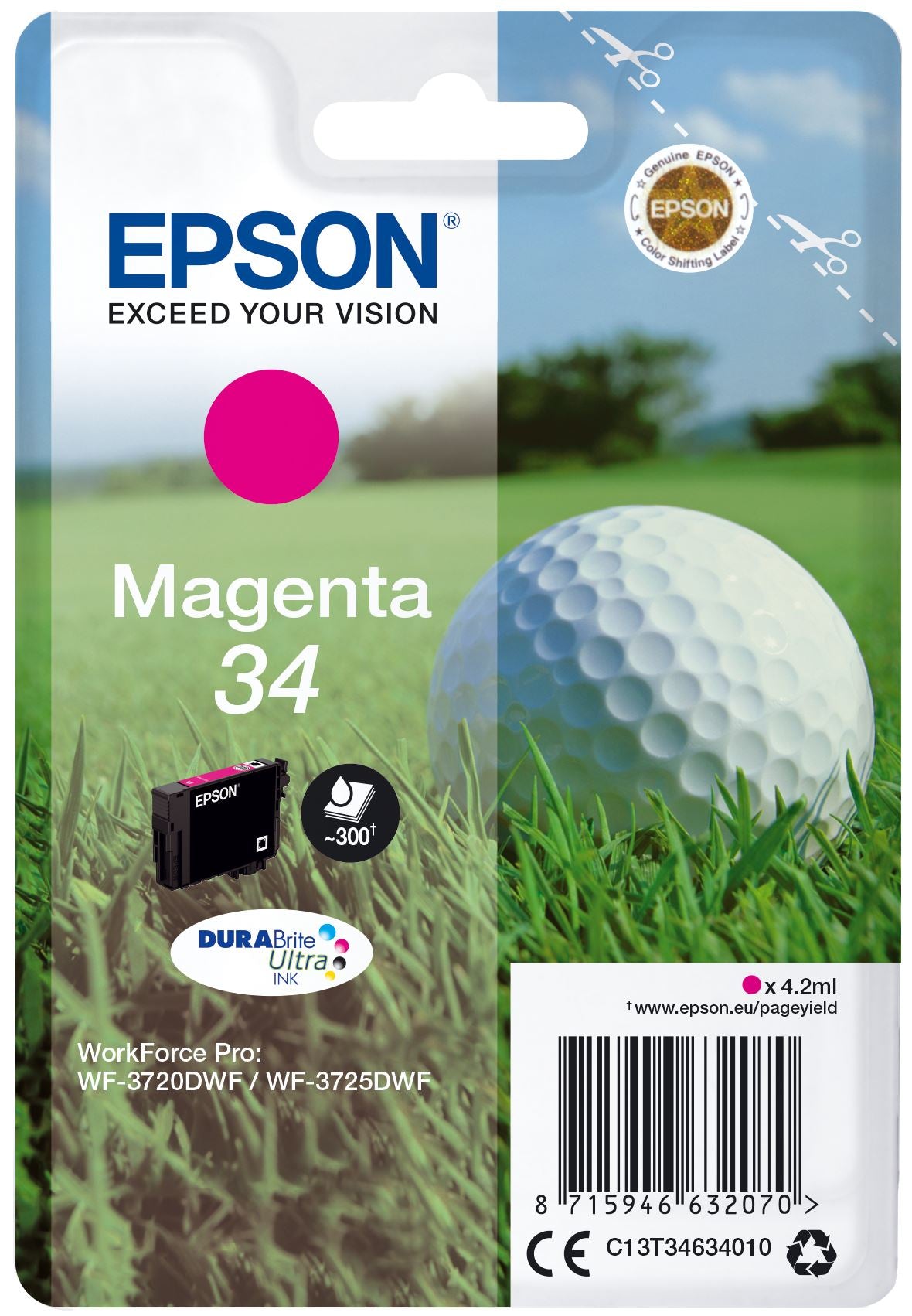 Epson C13T34634010/34 Ink cartridge magenta, 300 pages 4,2ml for Epson WF-3720