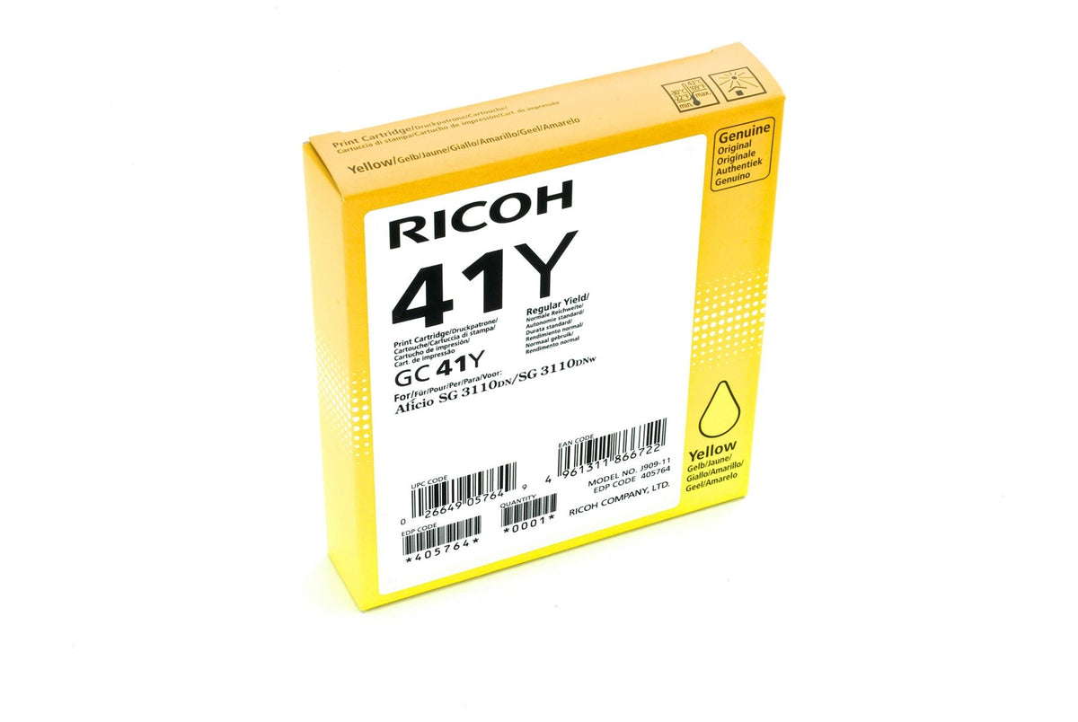 Ricoh 405764/GC-41Y Gel cartridge yellow, 2.2K pages ISO/IEC 24711 for Ricoh Aficio SG 3100