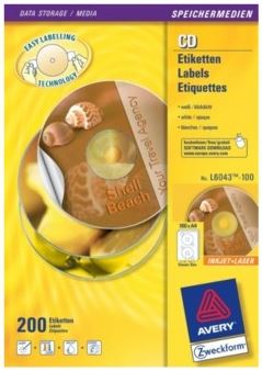 Avery L6043-100 printer label Transparent CD