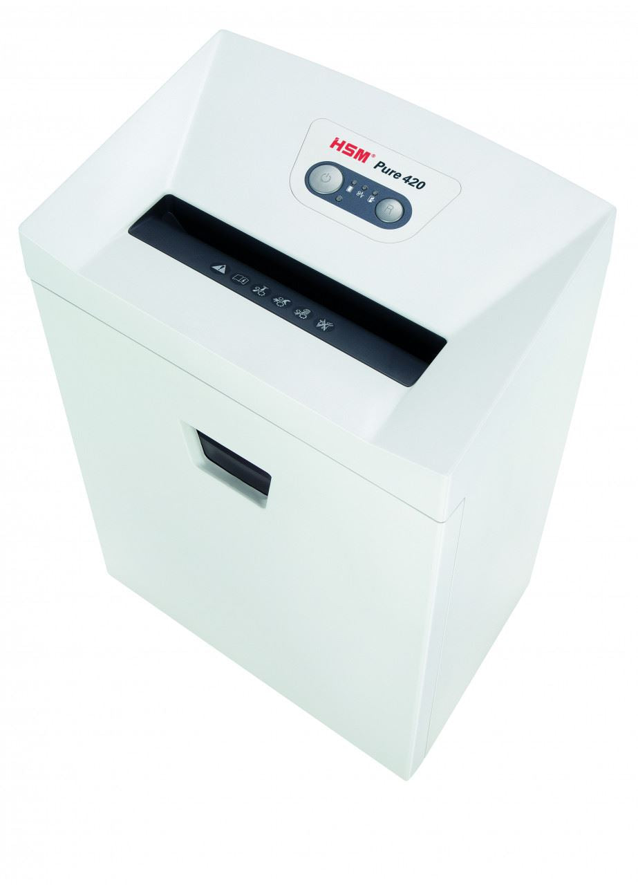 HSM Pure 420 3.9mm document shredder, security level 2, strip cut, 19 sheet