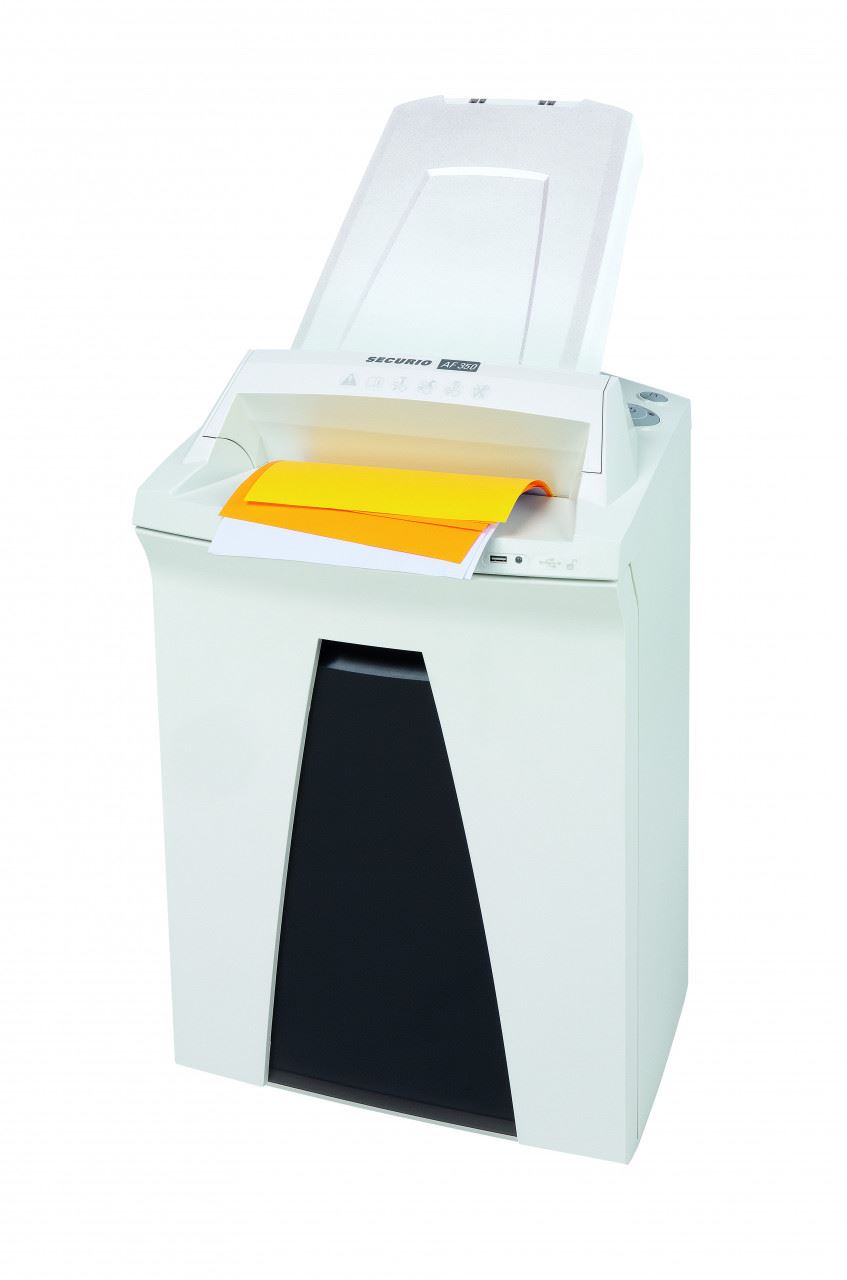 HSM SECURIO AF350 1.9x15mm document shredder with automatic paper feed, security level 5, cross cut, 10 sheet