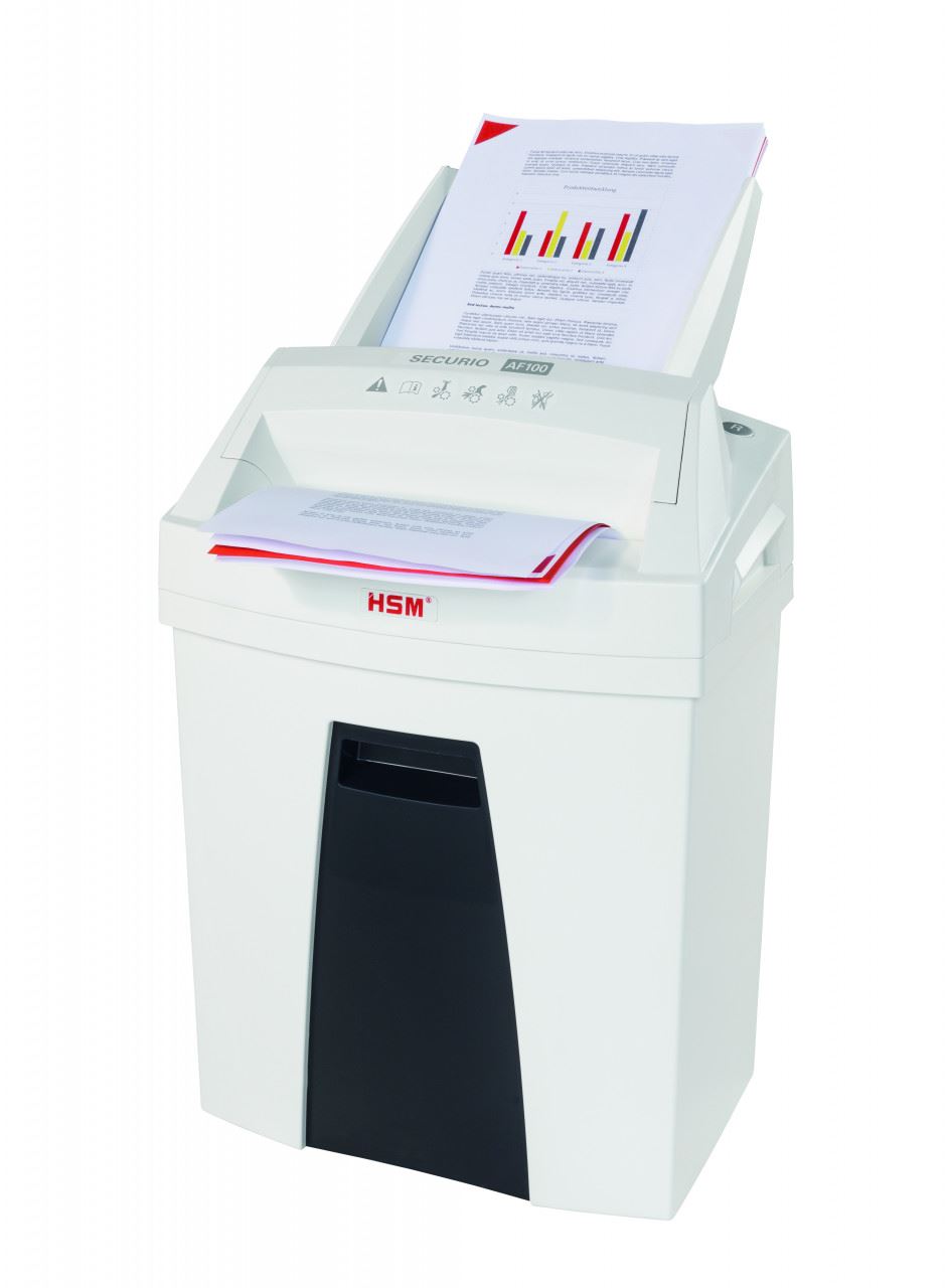 HSM SECURIO AF100 4x25mm document shredder with automatic paper feed, security level 4 , cross cut, 8 sheet