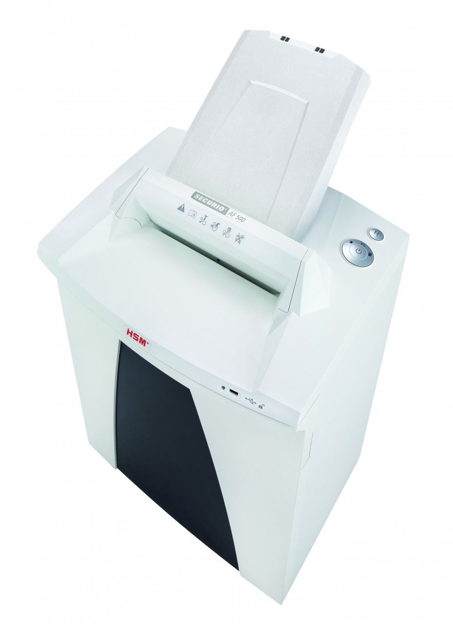 HSM SECURIO AF500 4.5x30mm document shredder with automatic paper feed, security level 4, cross cut, 16 sheet