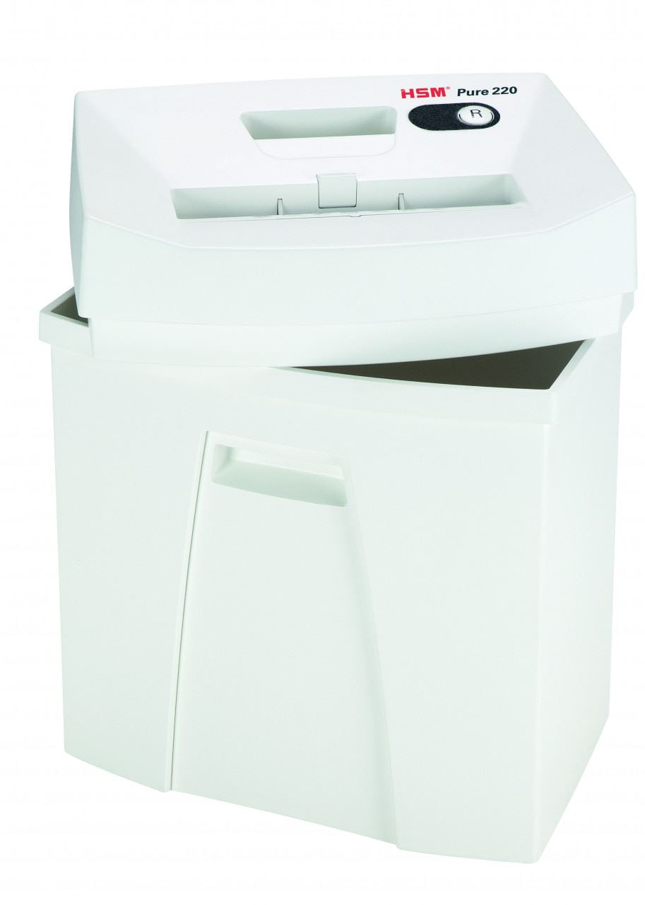 HSM Pure 220 3.9mm document shredder, security level 2, strip cut, 13 sheet