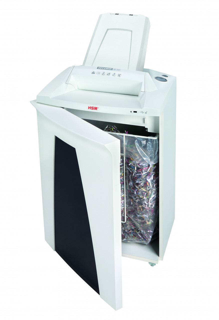 HSM SECURIO AF500 4.5x30mm document shredder with automatic paper feed, security level 4, cross cut, 16 sheet