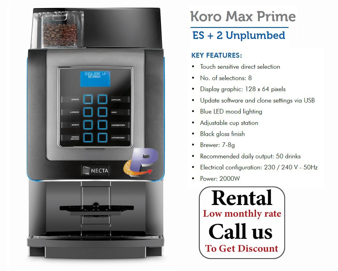 Evoca Necta Koro Max Prime ES + 2 Unplumbed Table Top Coffee Machine