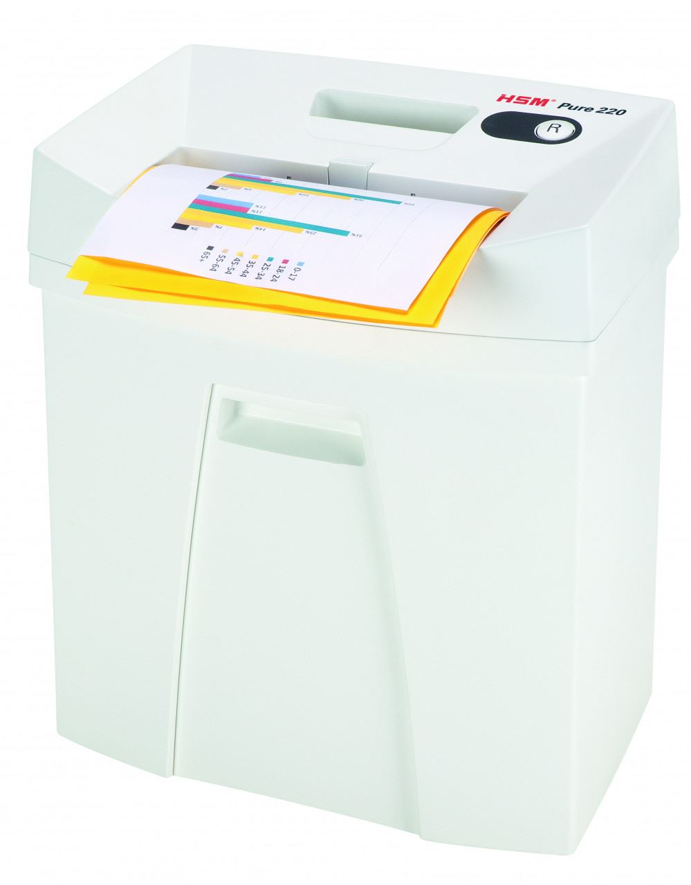 HSM Pure 220 3.9mm document shredder, security level 2, strip cut, 13 sheet