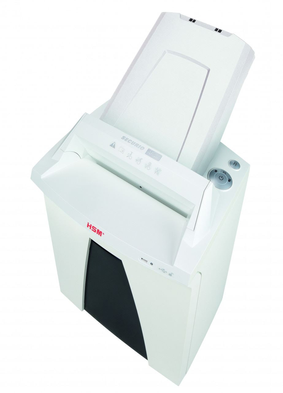 HSM SECURIO AF350 4.5x30mm document shredder with automatic paper feed, security level 4, cross cut, 14 sheet
